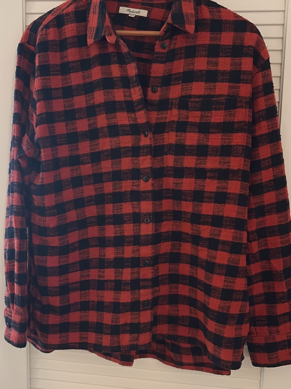 Women’s Madewell Red and Black Buffalo Plaid Button-Down Shirt